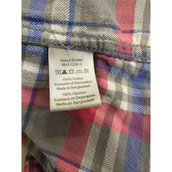 Jach's Girlfriend Women's Snap Up Pink Gray Blue Flannel Shirt SZ XL Long Sleeve - Picture 5 of 5